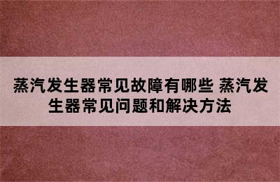 蒸汽发生器常见故障有哪些 蒸汽发生器常见问题和解决方法